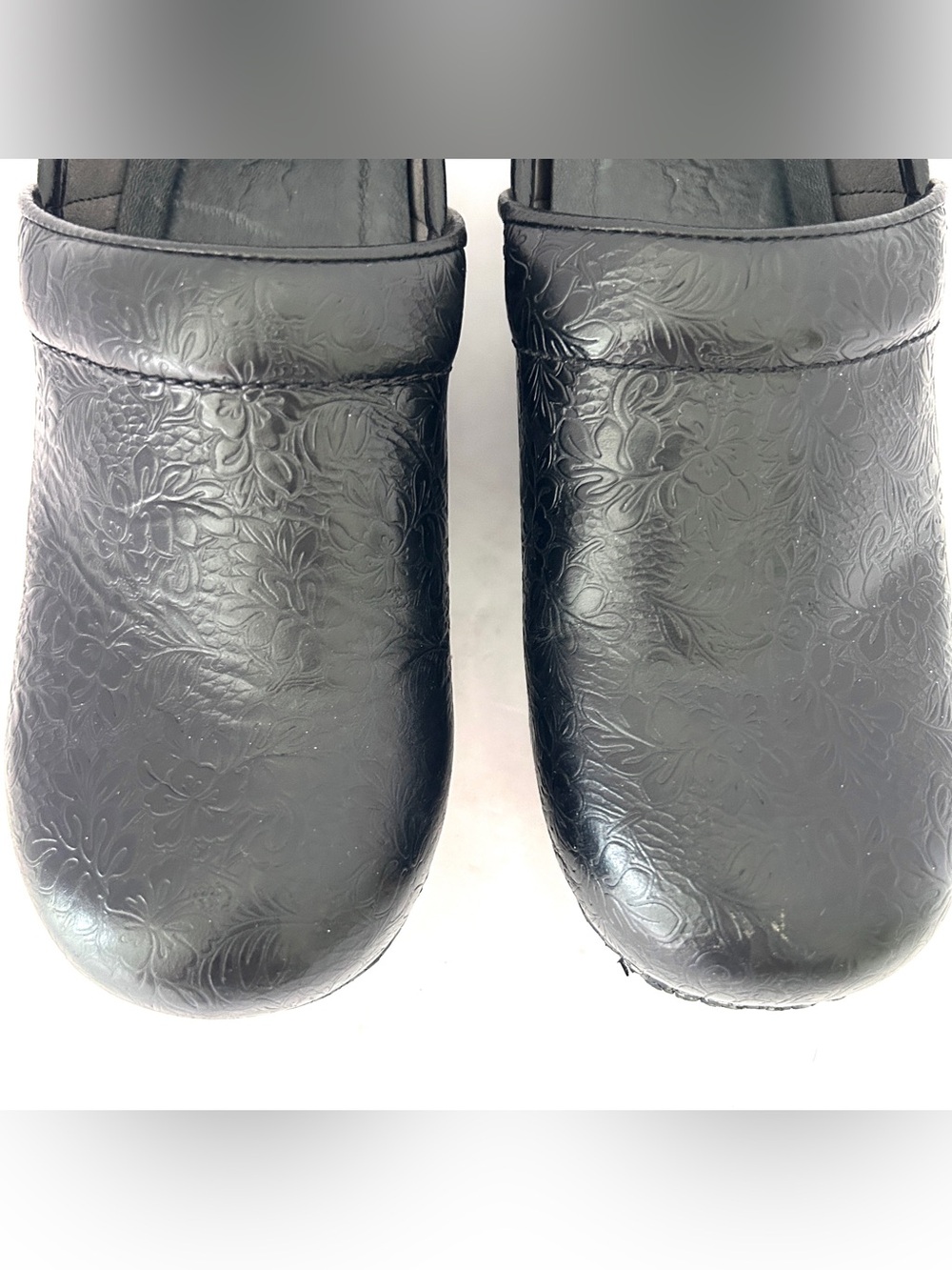 Dansko XP Pro Black Embossed Floral Clog Shoes Zendaya Work Size EU40 US 7.5 - 8 - Picture 8 of 13